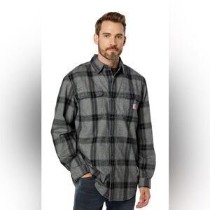 Carhartt Men's Black and Gray Checkered Shirt Jacket